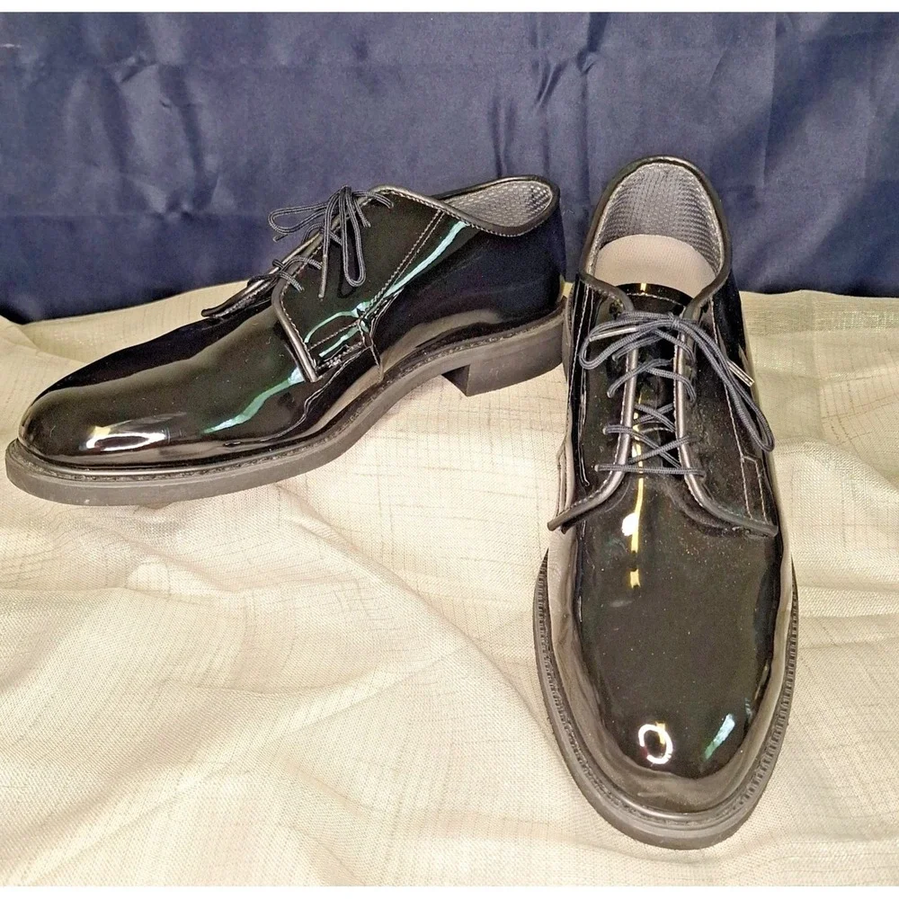 Bates Men's High Gloss Dress Black Shoes Oxford 10 D Patent Leather‎ Shine USA